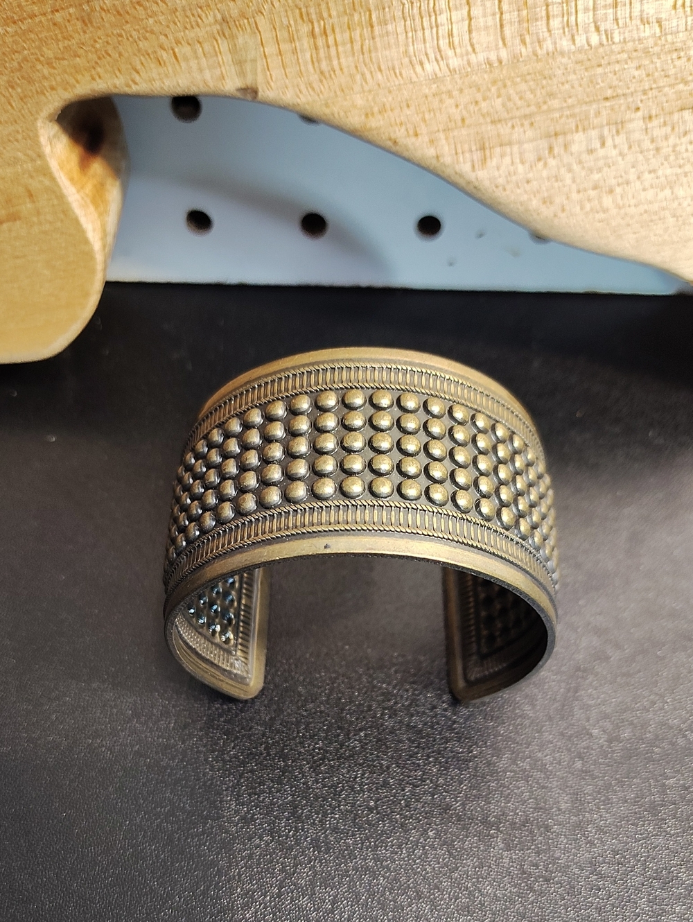 Antique Brass-Color Studded Women's Cuff Bracelet
